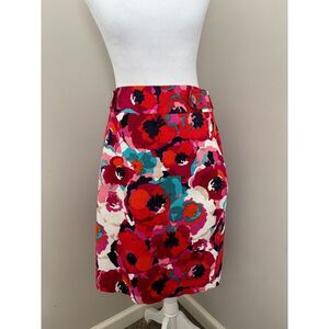 Rafaella Women's Midi Straight Skirt Flower Pattern Size 8 Summer Spring